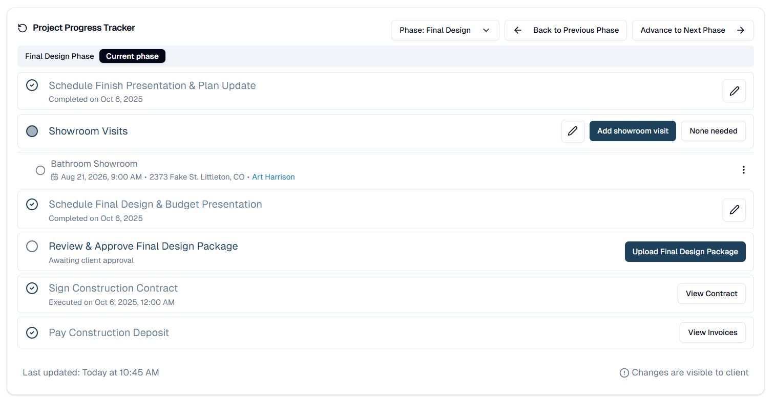 Figure 3 — Admin Portal view of the Final Design Phase