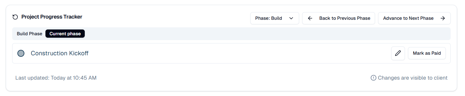 Figure 4 — Admin Portal view of the Build Phase