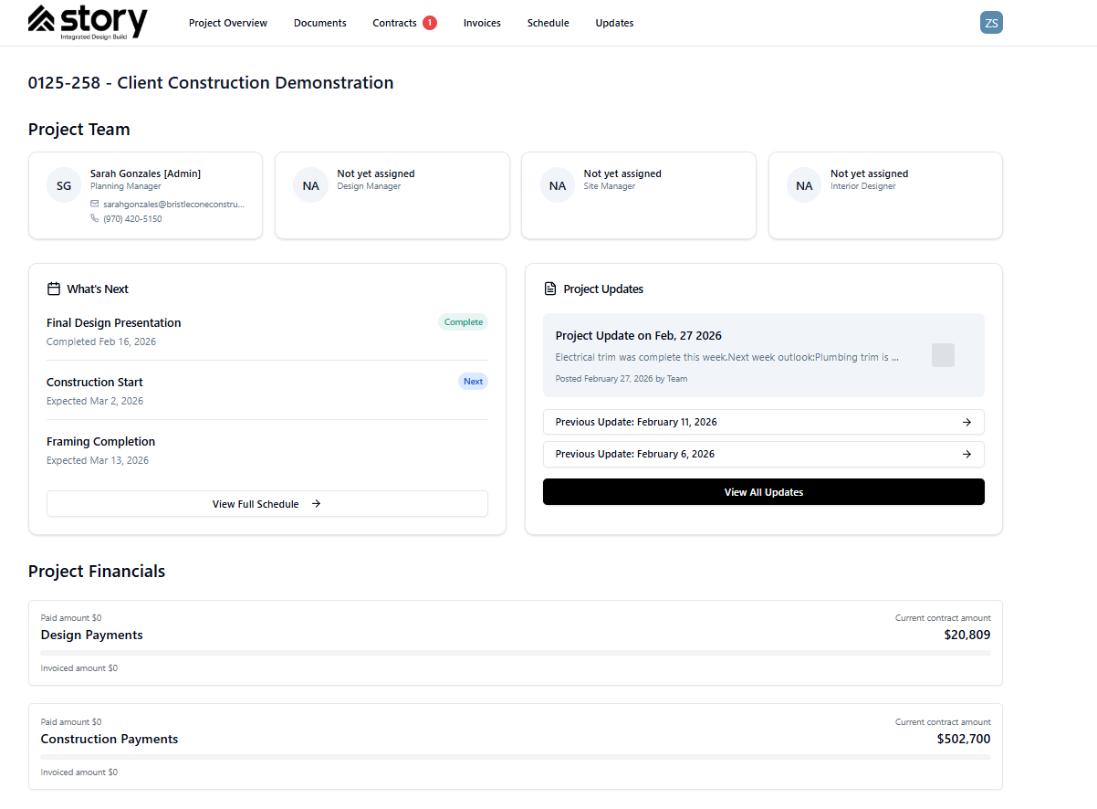 Figure 6 — Client Portal view during the Build Phase